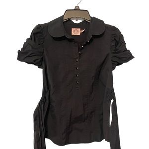 Vintage Y2K Juicy Couture Puff Sleeve Blouse with Tie Back
